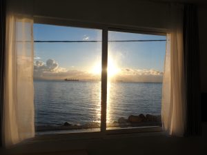 Sonnenaufgang vom Balkon - Seafront Studios Vrontados Chios