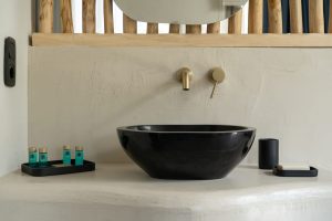 Bad mit Natursteinwaschbecken - Amo Golden Suites Golden Beach Thassos
