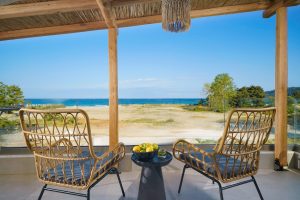 Balkon mit Blick auf Golden Beach - Amo Golden Suites Golden Beach Thassos