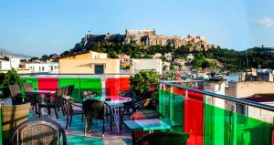 Dachterrasse mit Akropolisblick - Attalos Hotel Athen