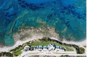 Anlage am Strand von Kiotari aus der Luft Al Mare Villas Kiotari