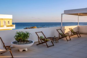 Dachterrasse mit Meerblick – Aris Hotel Paleochora Kreta