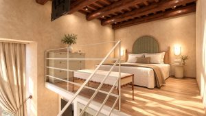 Junior Suite – Schlafbereich auf der Galerie – Pepi Boutique Hotel, Rethymnon