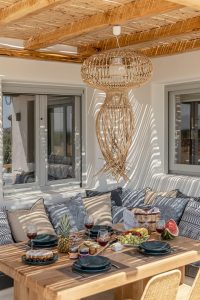 Lounge unter der Pergola Villa Armelina Naxos