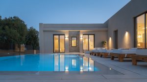 Pool am Abend, Villa Amalthia Tavronitis