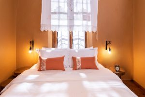 Schlafzimmer mit Doppelbett – Villa Evridiki, Agios Georgios Nileias, Pilion