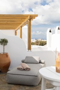 Terrasse mit Meerblick - Hotel Elena Mykonos