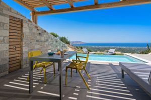 Villa Eva – Terrasse mit Meerblick – Thea Villas, Kournas